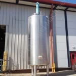 ~10,000 Ltr Stainless Steel Jacketed Tank with Top-Mounted Multi Paddle Mixer